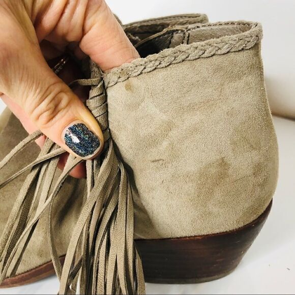 Sam Edelman Tan Suede Fringe Ankle Boots - Picture 7 of 11